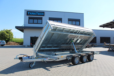 Tanatech Přívěs sklápěč Henra 401x202 Kipper Para 3500kg R13 listová pera, nájezdy, LED